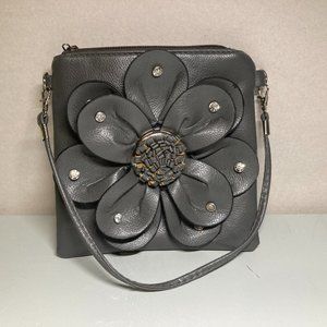 Grey or Blue Flower Floral Purse